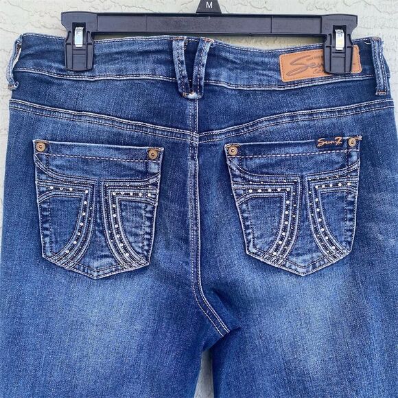 Seven7 Women's Size 8 Blue Bootcut Distressed Denim Jeans - Picture 5 of 10